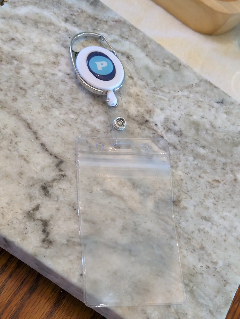 Blue & White Retractable Badge Reel Card Holder